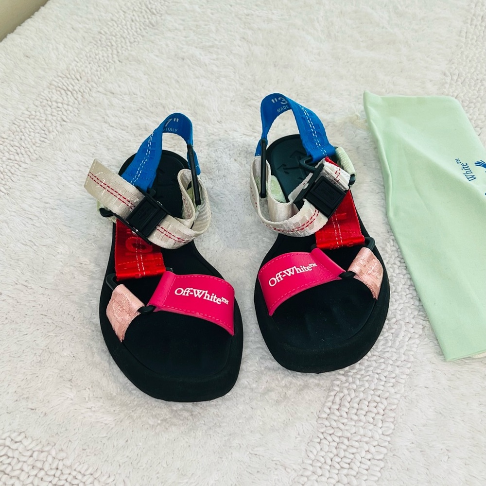 Off-White Iridescent Multi-Strap Sandals | Size 37 (US 6.5–7)